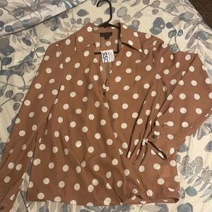 Tan Polkadot Dress Shirt